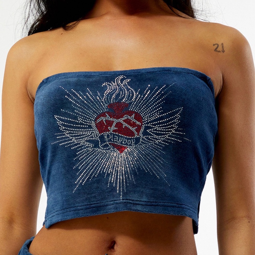 Playboy velvet Blue tube Top! Size large! NWT
